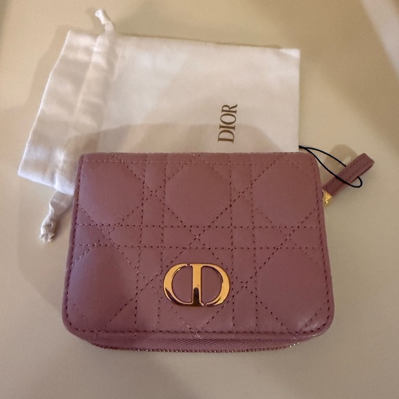 Dior Handbags - Dior Pink Quilted Caro Wallet